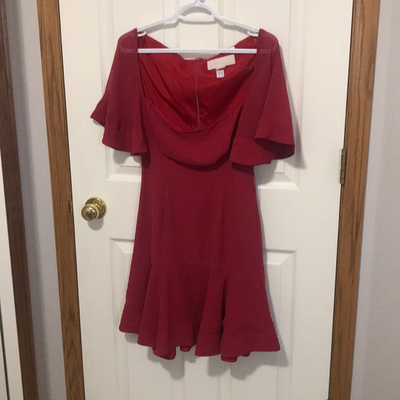 Keepsake red tulle square neck dress - Picture 1 of 5